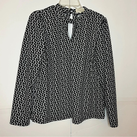 Melloday black white Shirt keyhole women’s size large - Picture 1 of 8